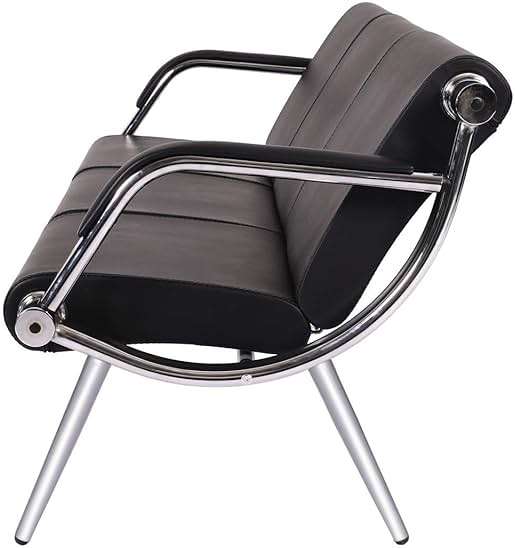 Kinfant Waiting Room Chairs Sofa Furniture - 5-Seat Office Guest Reception Chair with Armrest for Waiting Room Airport Hospital Bank (Black - PU) - Image 9