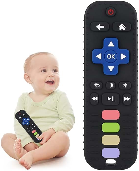 Chuya Baby Teether Toy Chew Toys for Babies 3-24 Months TV Remote Control Shape Teething Relief for Infants (Black) - Product Image