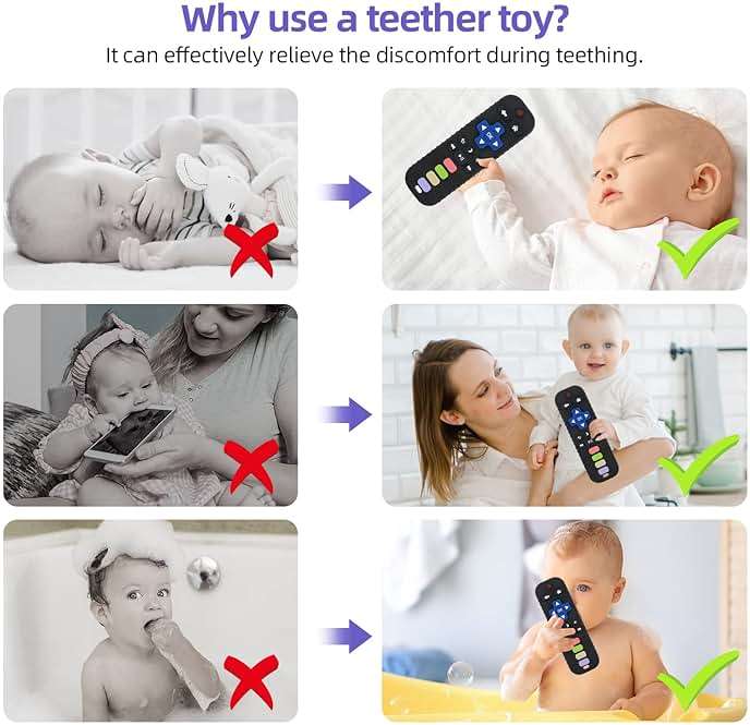 Chuya Baby Teether Toy Chew Toys for Babies 3-24 Months TV Remote Control Shape Teething Relief for Infants (Black) - Image 4