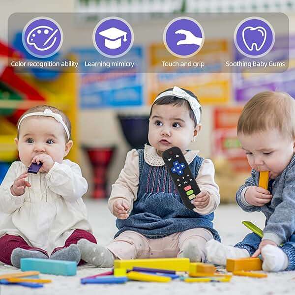 Chuya Baby Teether Toy Chew Toys for Babies 3-24 Months TV Remote Control Shape Teething Relief for Infants (Black) - Image 7