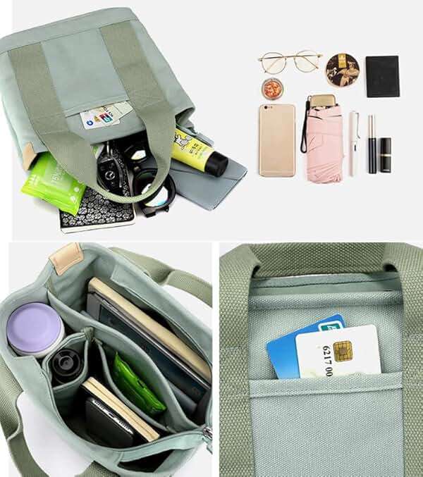 Small Tote Bag with Zipper Tote Bag for Women Canvas Crossbody Bag Shoulder Bag Satchel Hobo Bag Messenger Bag 2023 - Image 6