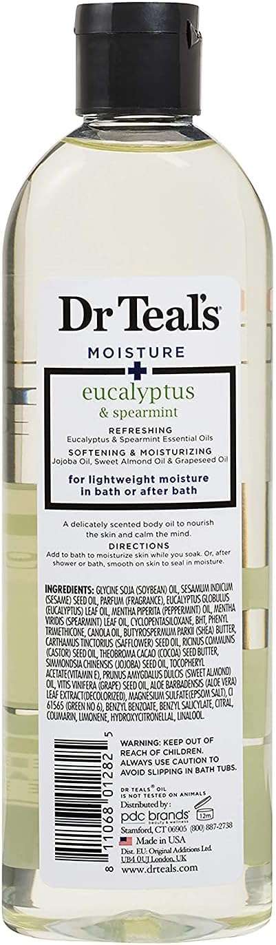 Dr. Teals Bath & Body Oil Variety Gift Set (2 Pack, 8.8oz Ea.) - Soothing Lavender & Rejuvenating Eucalyptus & Spearmint - Essential Oils Hydrate Skin & Alleviates Daily Stress - Image 5
