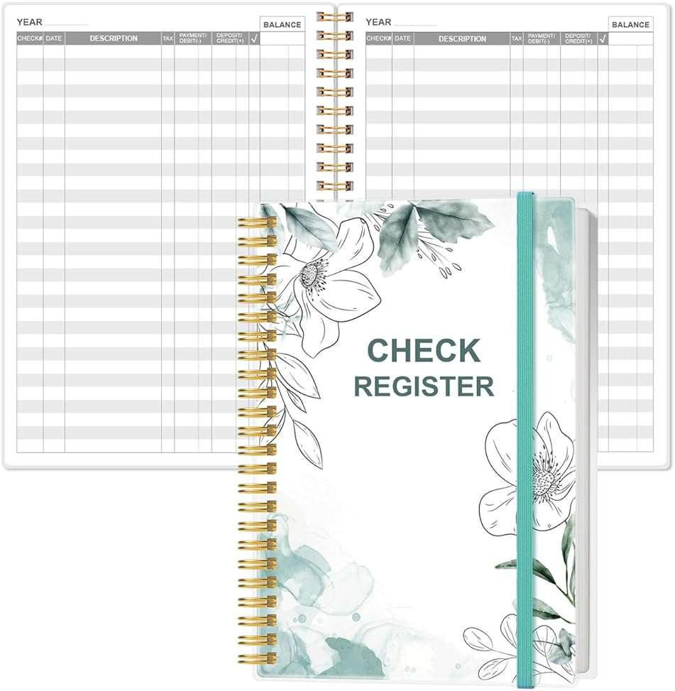 Heveboik Check Registers for Personal Checkbook - A5 Checkbook Register for Personal Checkbook, Expense Ledger Book for Personal and Small Business, Rose Leaf - Image 1