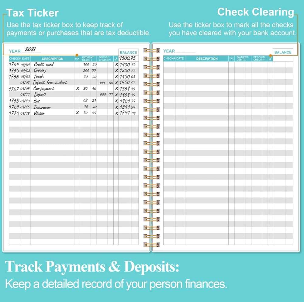 Heveboik Check Registers for Personal Checkbook - A5 Checkbook Register for Personal Checkbook, Expense Ledger Book for Personal and Small Business, Rose Leaf - Image 3