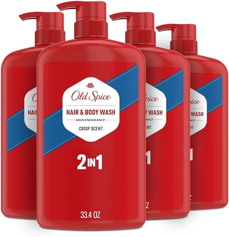Old Spice Refreshing 2-in-1 Body & Face Wash for Men, High Endurance, 3X Defense, 24/7 Shower Fresh with Lasting Scent, Crisp Scent, 33.4 oz (Pack of 4) - Product Image