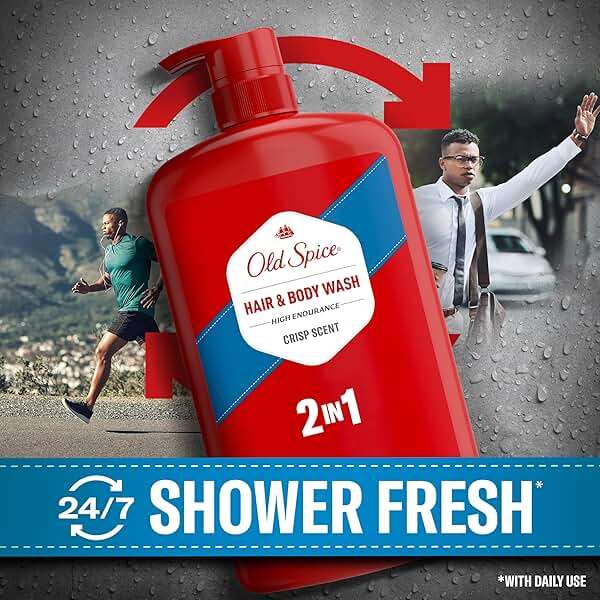 Old Spice Refreshing 2-in-1 Body & Face Wash for Men, High Endurance, 3X Defense, 24/7 Shower Fresh with Lasting Scent, Crisp Scent, 33.4 oz (Pack of 4) - Image 3