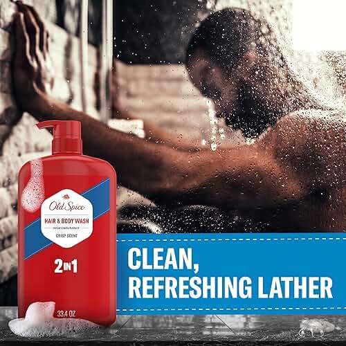 Old Spice Refreshing 2-in-1 Body & Face Wash for Men, High Endurance, 3X Defense, 24/7 Shower Fresh with Lasting Scent, Crisp Scent, 33.4 oz (Pack of 4) - Image 4