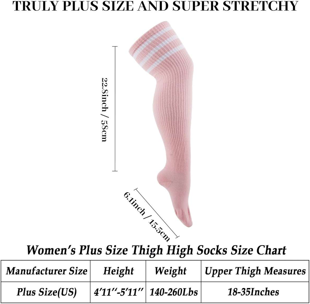 Ancrina Plus Size Thigh High Socks for Women Thick Thighs Cotton Knit Extra Long Over the Knee Leg Warmer - Image 2