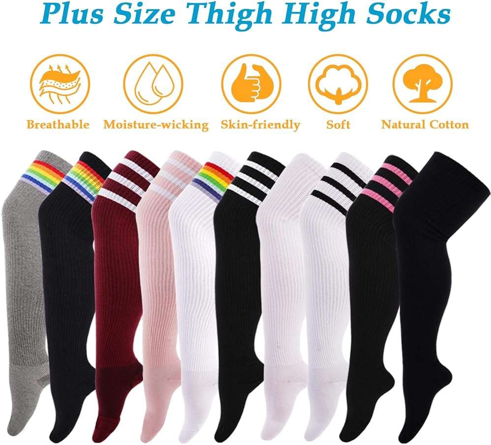 Ancrina Plus Size Thigh High Socks for Women Thick Thighs Cotton Knit Extra Long Over the Knee Leg Warmer - Image 7