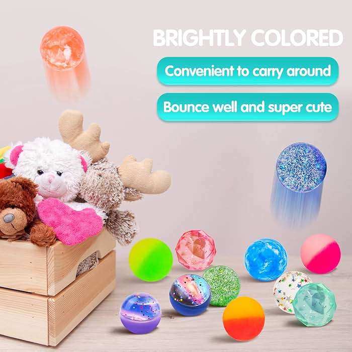 Ecoofor 24 Pieces Bouncy Balls 32mm Bounce Balls 6 Styles High Bouncing Balls Toys for Kids Party Favors Birthdays Gift Classroom - Image 5
