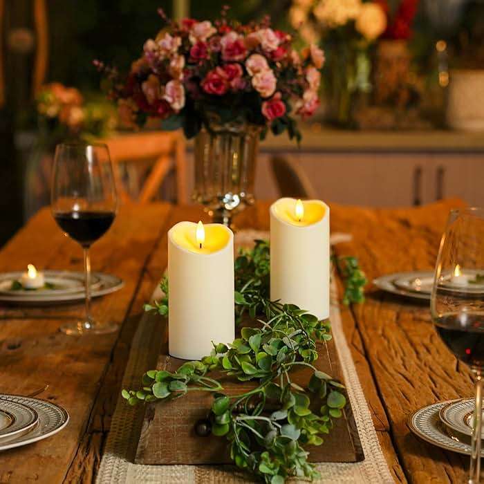 Homemory 6"x3" Outdoor Waterproof Flameless Candles, LED Candles, Battery Operated Candles with Remote and Timers, Electric Fake Plastic Pillar Candles, Ivory White, Set of 2 - Image 4