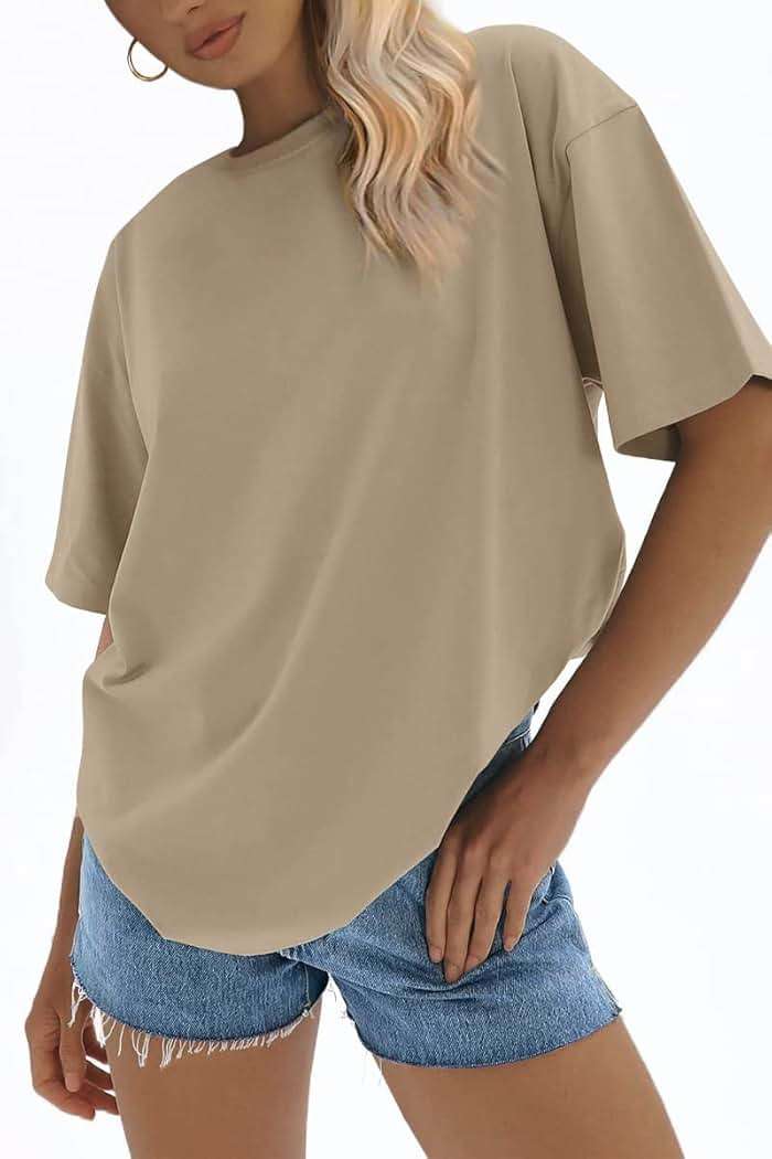 ATHMILE Womens Oversized T Shirts Loose Fit Crewneck Short Sleeve Tops Summer Casual Blouse 2026 Y2K Basic Tee Beach - Image 2
