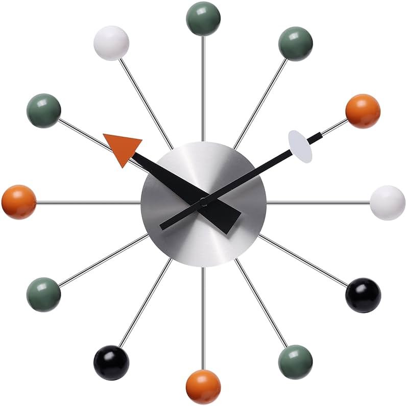 NUOVO 13 Inch Multicolor Mid Century Creative Silent Quartz Personality Funny Decorative Home Living Room Kitchen Office Retro Design Wall Clock - Product Image