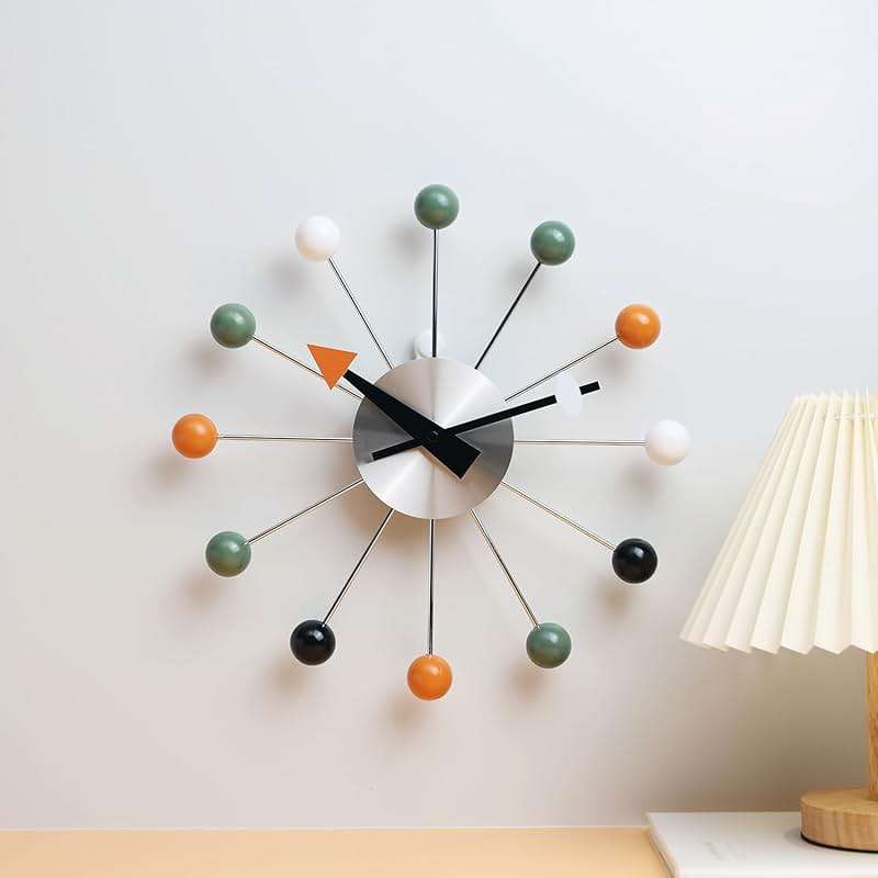 NUOVO 13 Inch Multicolor Mid Century Creative Silent Quartz Personality Funny Decorative Home Living Room Kitchen Office Retro Design Wall Clock - Image 2