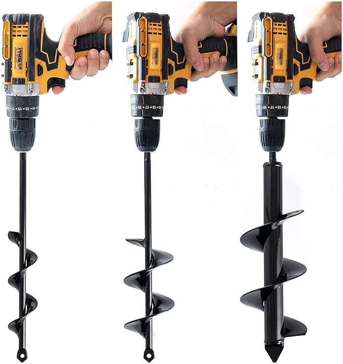 VASGOR Set 3 (1.6x12, 2.6x12, 3.5x12) Auger Drill Bit for Planting - Easy Planter Garden Auger - Bulb & Bedding Plant Augers - Posthole Digger for 3/8” Hex Drive Drill - Image 1