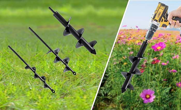 VASGOR Set 3 (1.6x12, 2.6x12, 3.5x12) Auger Drill Bit for Planting - Easy Planter Garden Auger - Bulb & Bedding Plant Augers - Posthole Digger for 3/8” Hex Drive Drill - Image 3