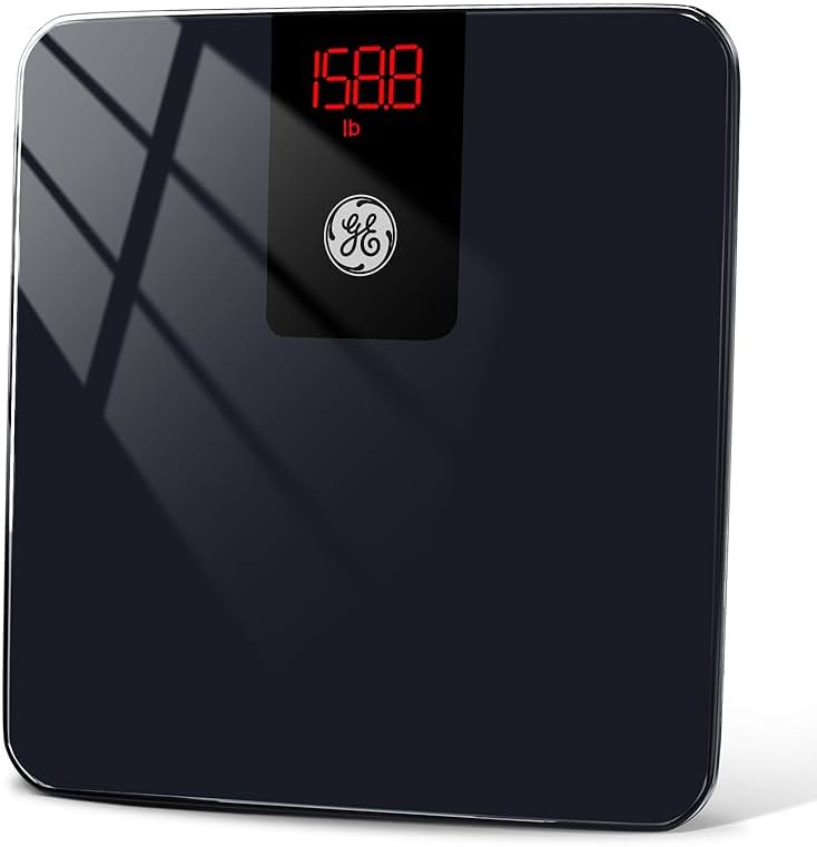GE Digital Bathroom Scale for Weight, Smart Bluetooth Body Weight and BMI, Electronic Black Weighing Scale for Bath Home, Accurate 400lb Capacity - Product Image