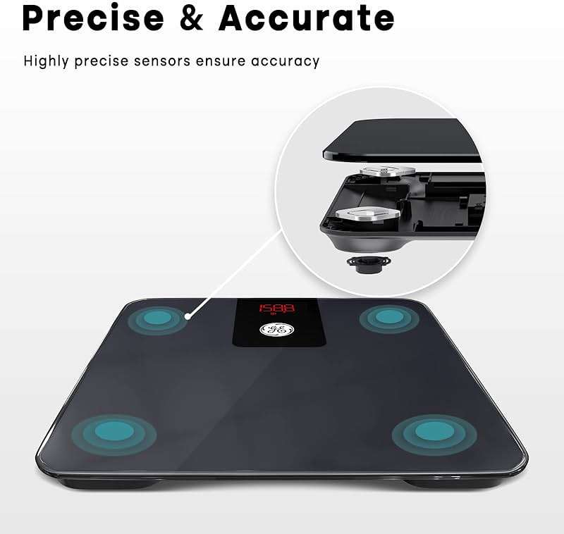 GE Digital Bathroom Scale for Weight, Smart Bluetooth Body Weight and BMI, Electronic Black Weighing Scale for Bath Home, Accurate 400lb Capacity - Image 5