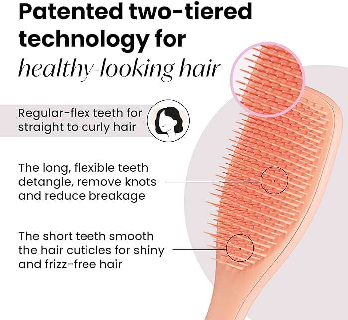 Tangle Teezer Ultimate Detangler Brush for Wet & Dry Hair, Eliminates Knots & Reduces Breakage for Straight to Wavy Hair Types, Amazon Exclusive Apricot - Image 3