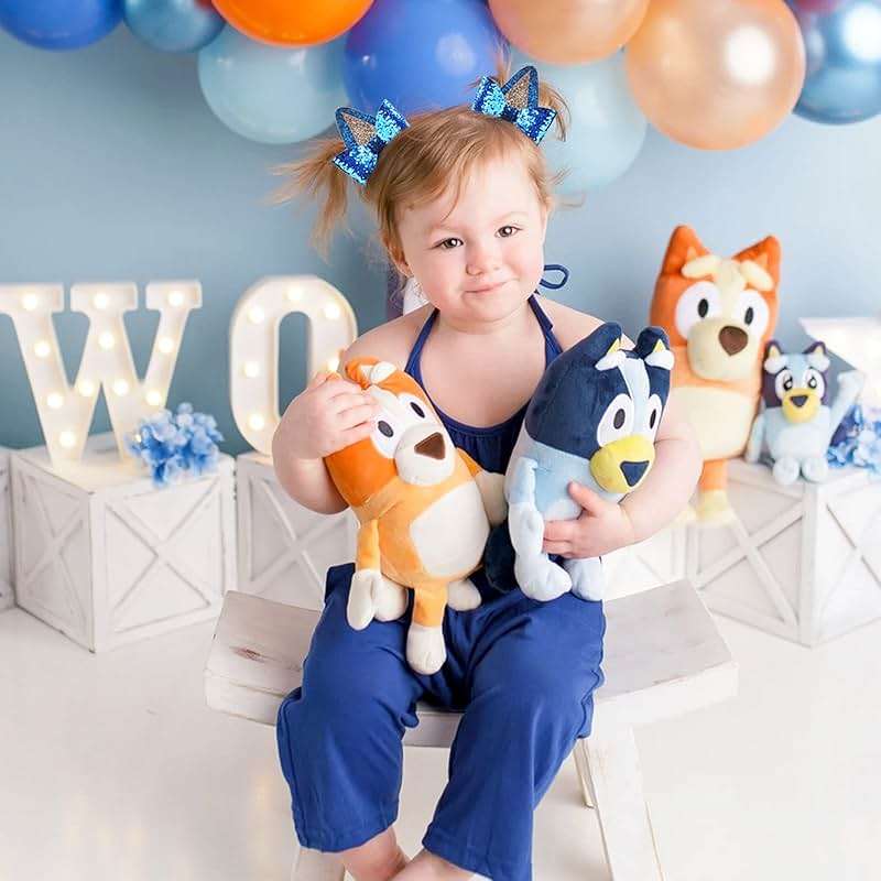 2 Pairs Blue Dog Ears and Orange Dog Ear Hair Bow Clips for Toddler Kids Adult Glitter Bows Halloween Costume Animal Cosplay Hair Accessories Birthday Party Supplies (Blue+Orange) - Image 4