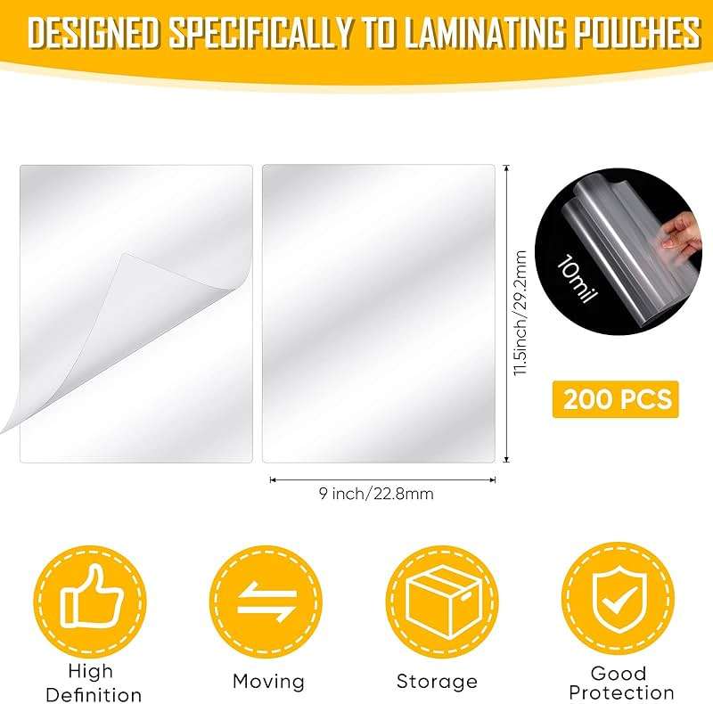 Sherr 200 Pack 10 Mil Laminating Pouches Thermal Laminating Sheets Letter Size 9 x 11.5 Inch Clear Plastic Paper Hot Glossy Sheets Office Supplies - Image 2