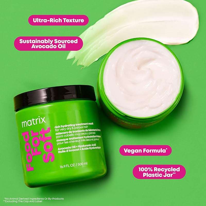 MATRIX Food For Soft Rich Hydrating Mask - For Dry & Brittle Hair, Adds Shine & Softness, With Avocado Oil & Hyaluronic Acid, Replenishes Moisture - Image 4