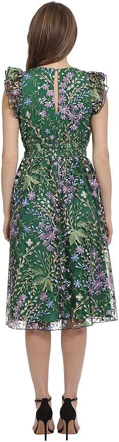 Maggy London Women's Dresses V-Neck Garden Floral Embroidered Dress Colorful Feminine Party Event Occasion Guest of - Image 3