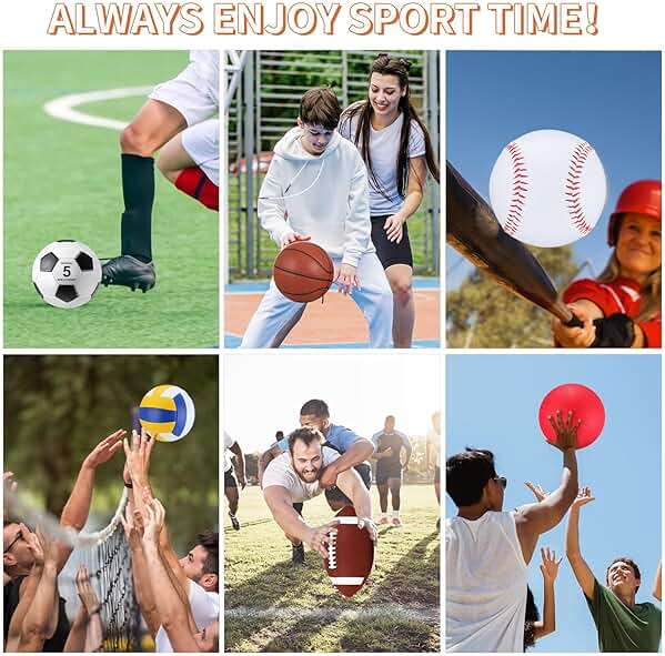 Leyndo 18 Pcs Sport Balls Bulk Set Basketball Football Volleyball Soccer Playground Baseball with Sport Equipment Bag Pump for Adults Gifts Outdoor Indoor - Image 5