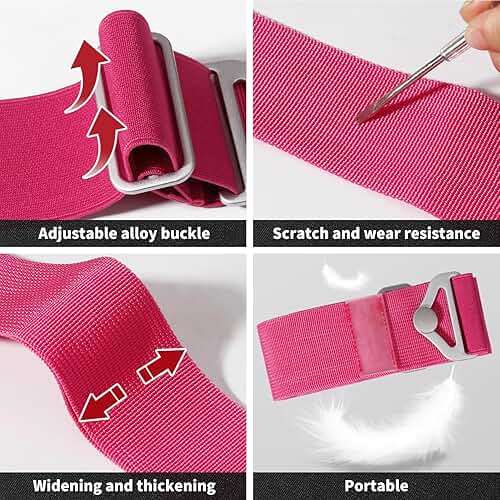 TOOVREN 2-in-1 Travel Belt for Luggage Straps Add a Bag Bungees Suitcase Luggage Strap Over Handle Suitcases Belt for Carry On Bag Adjustable Backpack Attachment Airport Travel Accessories Rose - Image 9