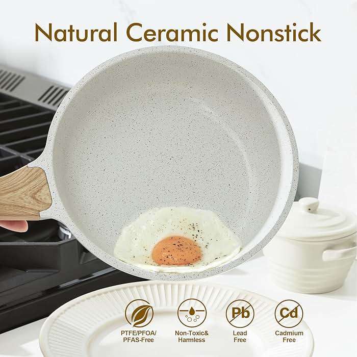 SENSARTE Nonstick Ceramic Frying Pan Skillet, 9.5 Inch Omelet Pan, Healthy Non Toxic Chef Pan, Induction Compatible Egg Pan with Heat Resistant Handle, PFAS-Free - Image 3