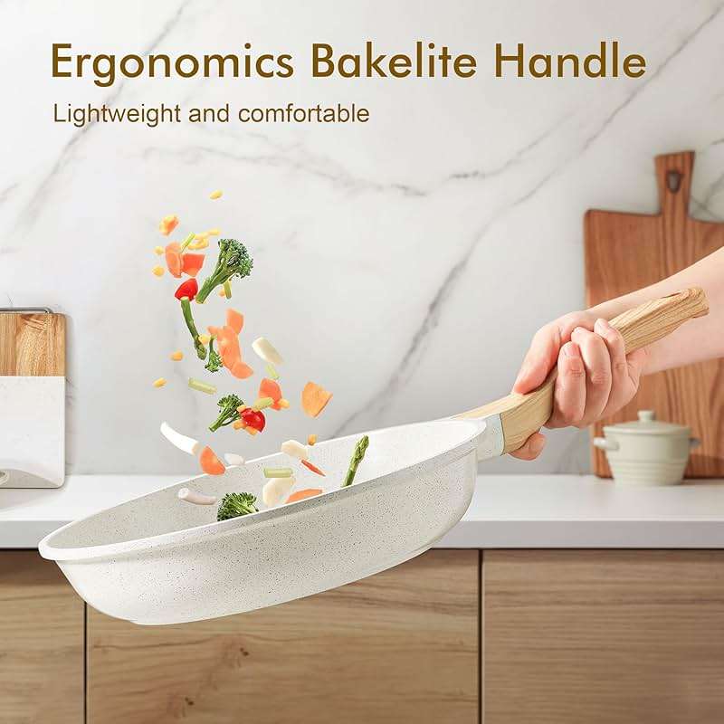 SENSARTE Nonstick Ceramic Frying Pan Skillet, 9.5 Inch Omelet Pan, Healthy Non Toxic Chef Pan, Induction Compatible Egg Pan with Heat Resistant Handle, PFAS-Free - Image 5