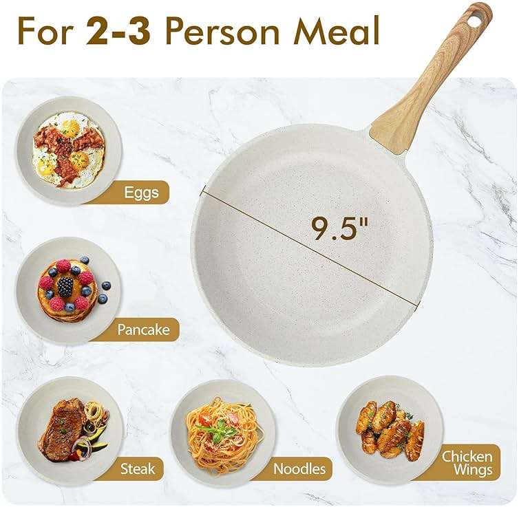 SENSARTE Nonstick Ceramic Frying Pan Skillet, 9.5 Inch Omelet Pan, Healthy Non Toxic Chef Pan, Induction Compatible Egg Pan with Heat Resistant Handle, PFAS-Free - Image 6