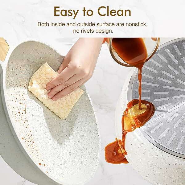 SENSARTE Nonstick Ceramic Cookware Set 13-Piece, Healthy Pots and Pans Set, Non-toxic Kitchen Cooking Set with Stay-Cool Handles, Silicone Tools and Pot Protectors, PFAS and PFOA Free - Image 6