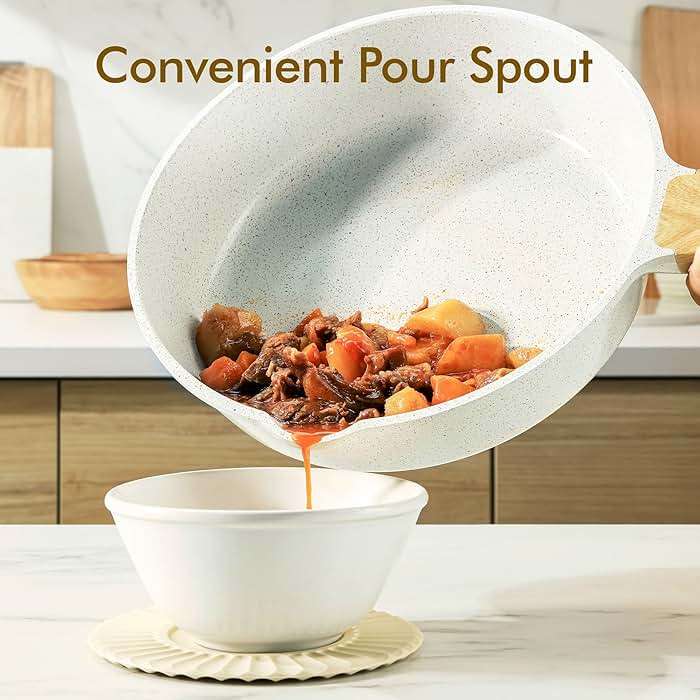 SENSARTE Nonstick Ceramic Cookware Set 13-Piece, Healthy Pots and Pans Set, Non-toxic Kitchen Cooking Set with Stay-Cool Handles, Silicone Tools and Pot Protectors, PFAS and PFOA Free - Image 8