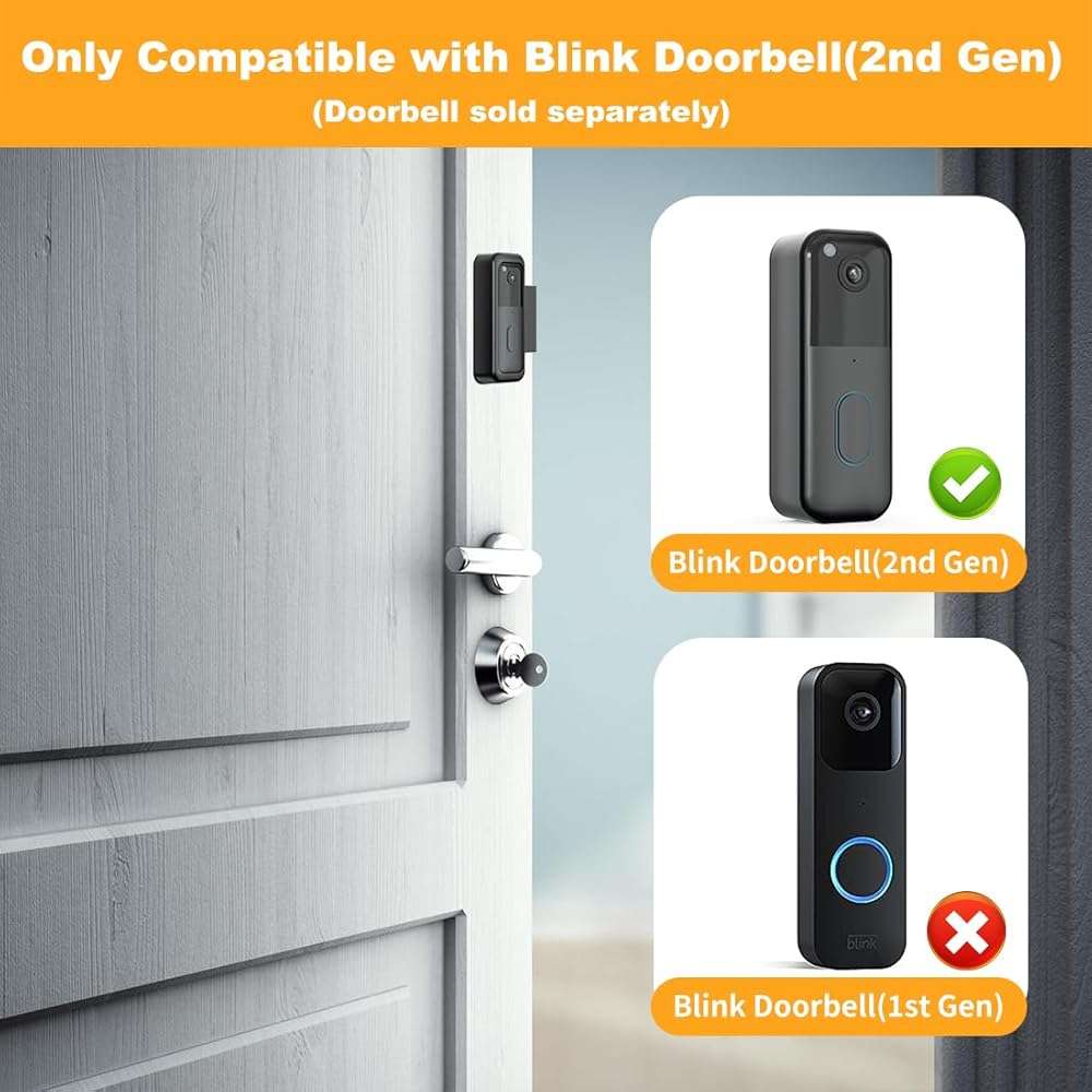Blink Doorbell Mount, Anti-Theft Video Doorbell Door Mount Bracket No Drilling, Not Block Doorbell Motion Sensor, Easy to Install, Fit for Blink Doorbell Camera (Black) - Image 2
