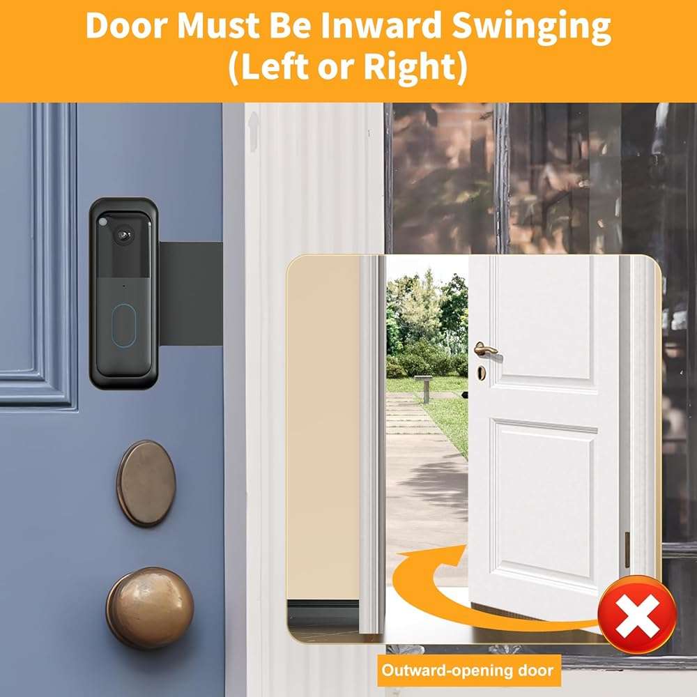 Blink Doorbell Mount, Anti-Theft Video Doorbell Door Mount Bracket No Drilling, Not Block Doorbell Motion Sensor, Easy to Install, Fit for Blink Doorbell Camera (Black) - Image 5