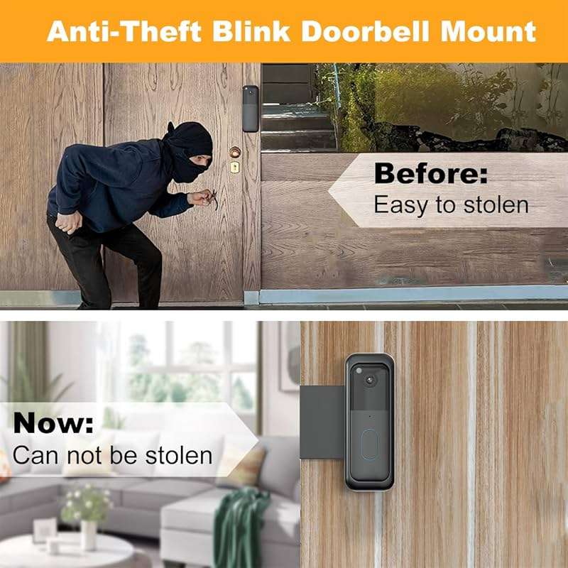 Blink Doorbell Mount, Anti-Theft Video Doorbell Door Mount Bracket No Drilling, Not Block Doorbell Motion Sensor, Easy to Install, Fit for Blink Doorbell Camera (Black) - Image 6