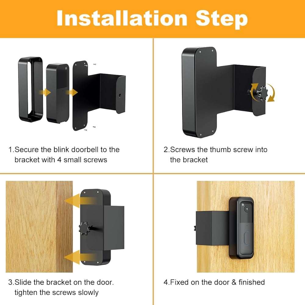 Blink Doorbell Mount, Anti-Theft Video Doorbell Door Mount Bracket No Drilling, Not Block Doorbell Motion Sensor, Easy to Install, Fit for Blink Doorbell Camera (Black) - Image 7