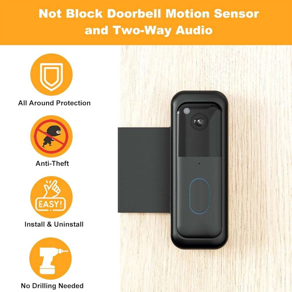 Blink Doorbell Mount, Anti-Theft Video Doorbell Door Mount Bracket No Drilling, Not Block Doorbell Motion Sensor, Easy to Install, Fit for Blink Doorbell Camera (Black) - Image 8