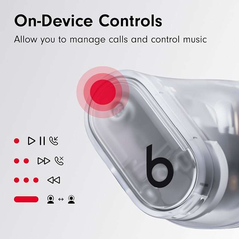 Beats Studio Buds + | True Wireless Noise Cancelling Earbuds, Enhanced Apple & Android Compatibility, Built-in Microphone, Sweat Resistant Bluetooth Headphones, Spatial Audio - Transparent - Image 5