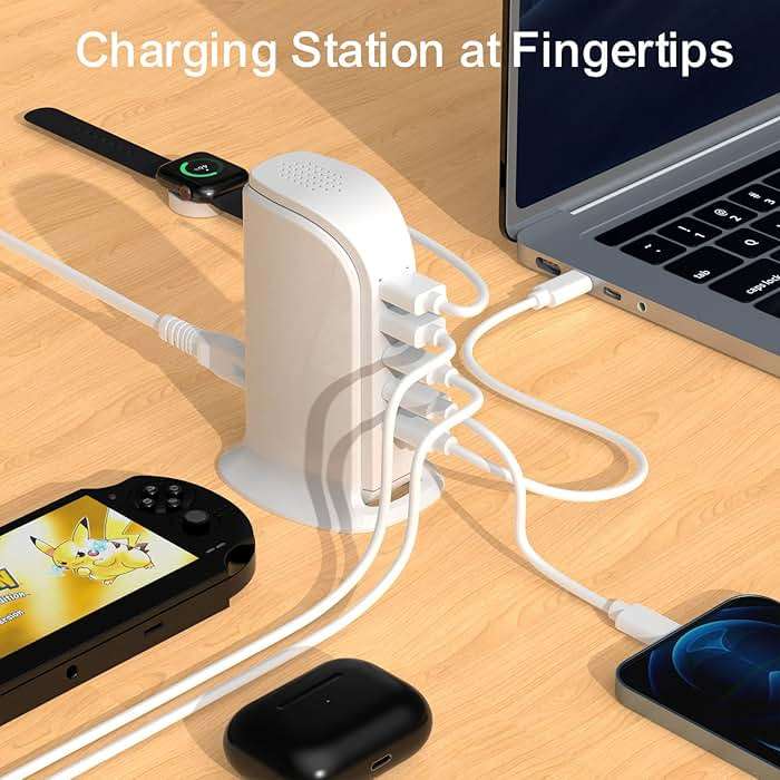 USB C Charger Block Multiport Upoy, Upgrade Charging Station with 3 Type-C PD 20W and 2 USB Ports, Desktop USB Tower Hub for Mutiple Devices, Travel/Home Power Adapter, Worldwide Compatible - Image 4