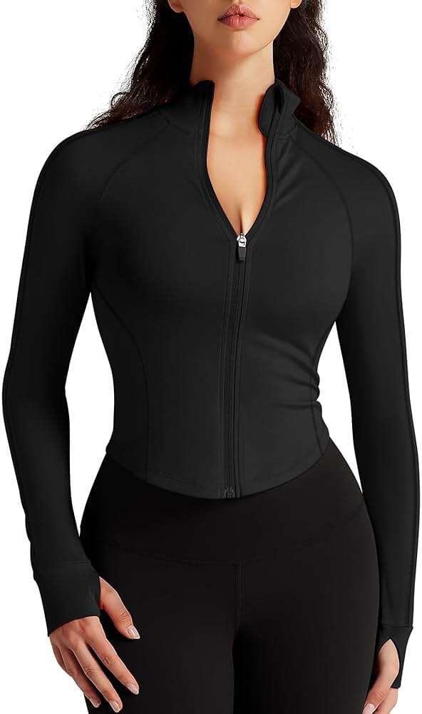 colorskin Womens Zip Up Bbl Jacket Lightweight Cropped Athletic Jacket Track Gym Workout Jackets for Running Yoga Hiking - Image 1