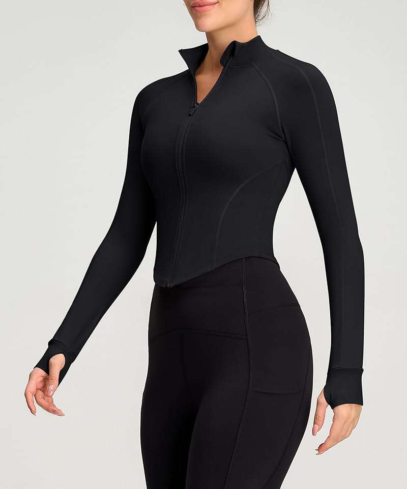 colorskin Womens Zip Up Bbl Jacket Lightweight Cropped Athletic Jacket Track Gym Workout Jackets for Running Yoga Hiking - Image 2