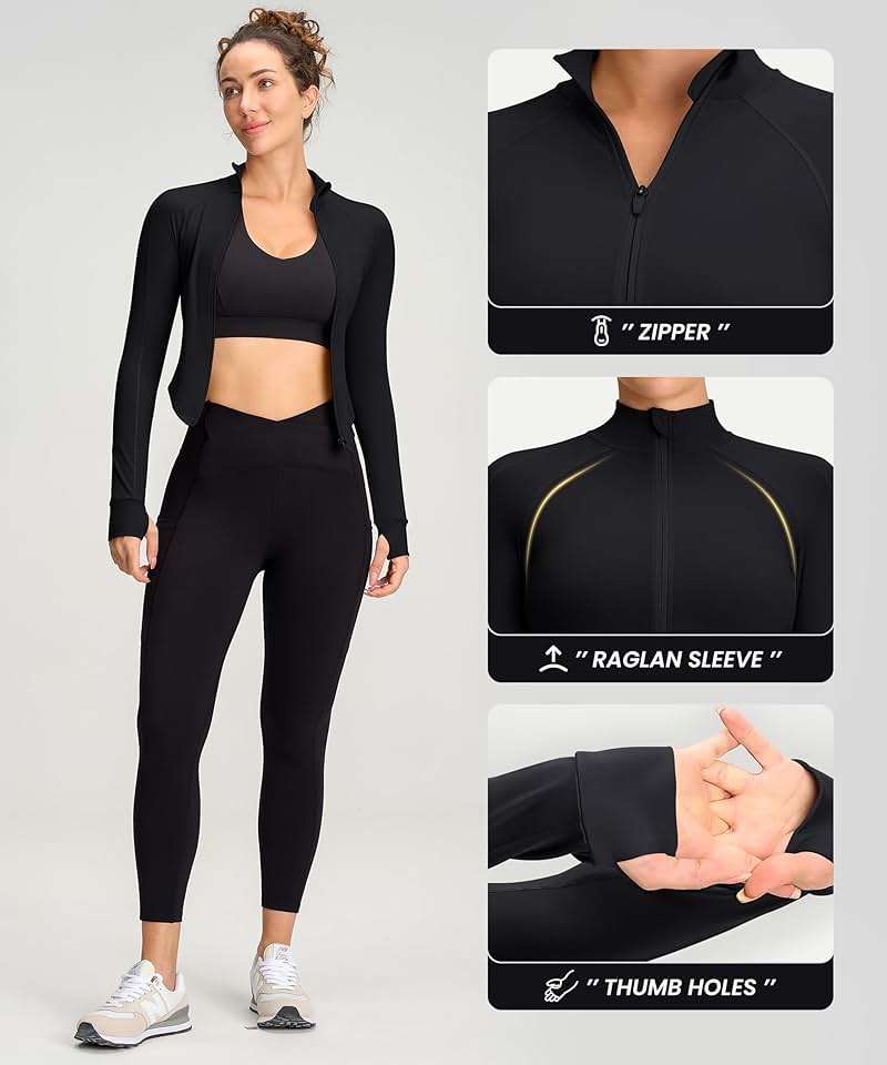 colorskin Womens Zip Up Bbl Jacket Lightweight Cropped Athletic Jacket Track Gym Workout Jackets for Running Yoga Hiking - Image 4