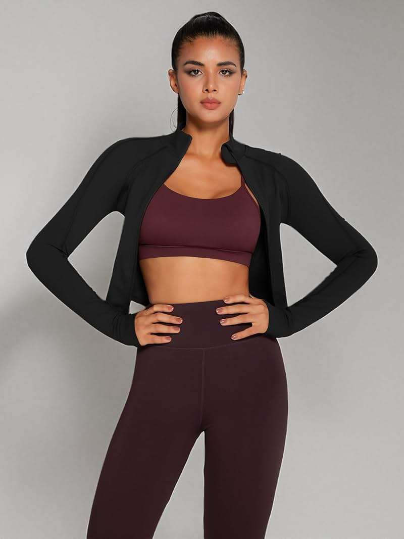 colorskin Womens Zip Up Bbl Jacket Lightweight Cropped Athletic Jacket Track Gym Workout Jackets for Running Yoga Hiking - Image 6
