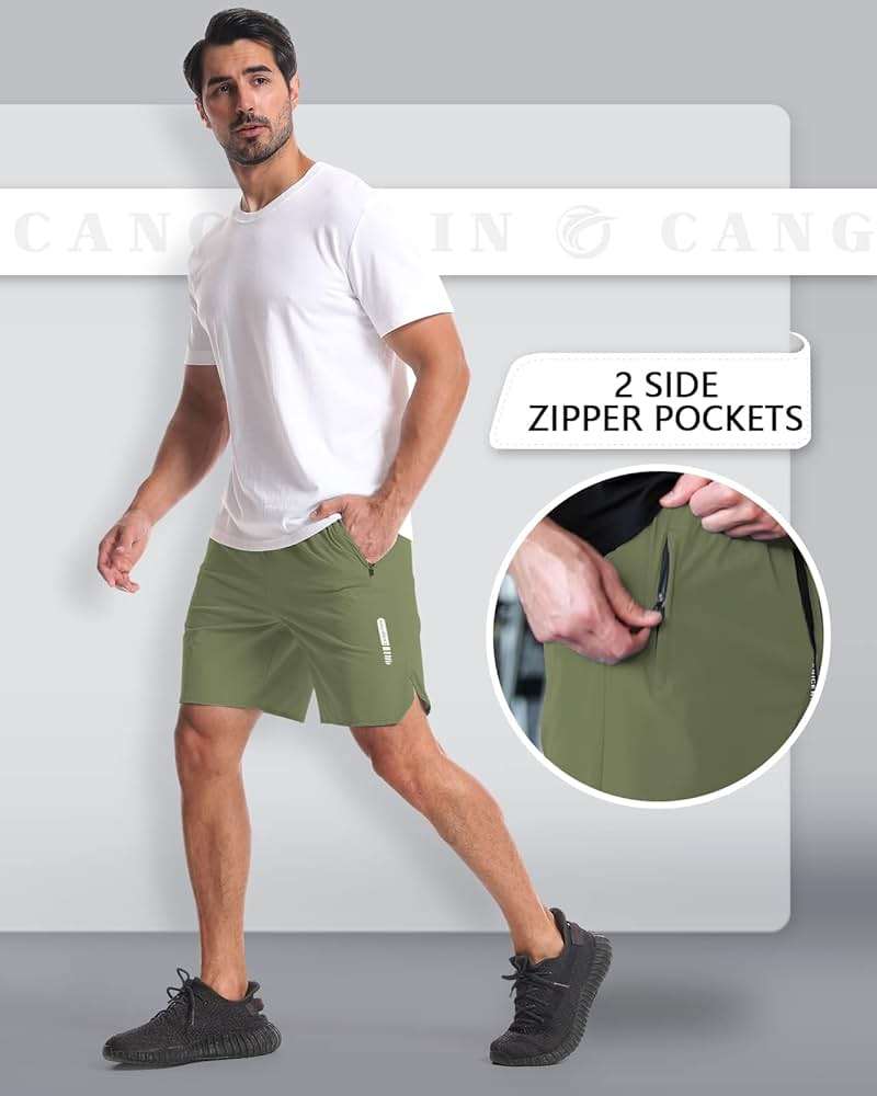 CANGHPGIN 2 Pack Mens Workout Athletic Shorts 7 inch Inseam Quick Dry Hiking Shorts Men Lightweight Sports Gym Shorts Running - Image 4