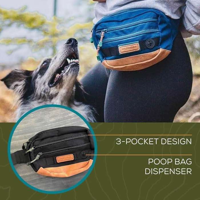 Wilderdog Utility Fanny Pack stores Treats, Balls, Keys in 3 Pockets with adjustable strap and Poop Bag dispenser (Black) - Image 7