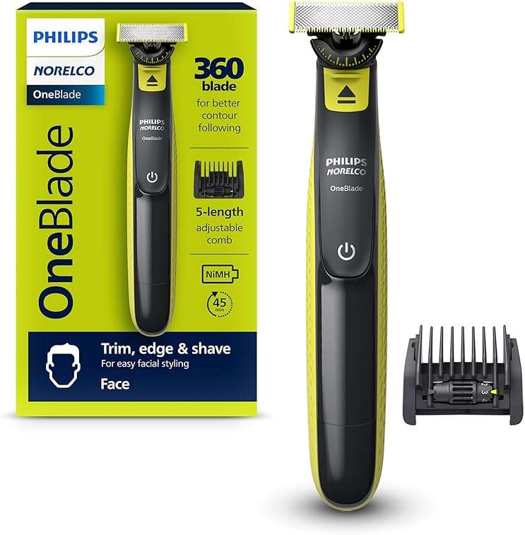 Philips Norelco One 360 Hybrid Face, Electric Beard Trimmer and Shaver, with 360 Technology, 1x 360 for Face, 5in1 Adjustable Comb, Model QP2724/90 - Image 1
