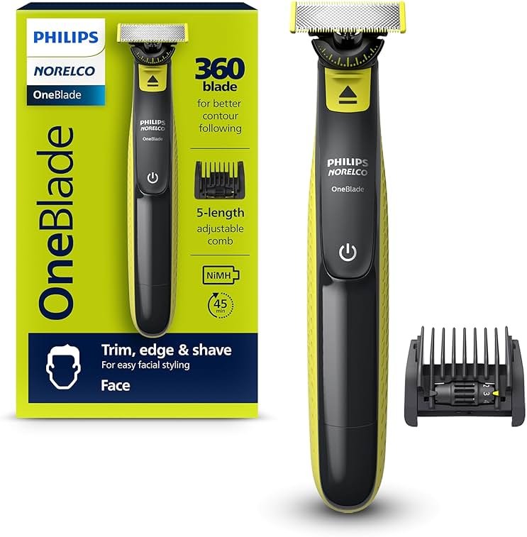 Philips Norelco One 360 Hybrid Face, Electric Beard Trimmer and Shaver, with 360 Technology, 1x 360 for Face, 5in1 Adjustable Comb, Model QP2724/90 - Product Image