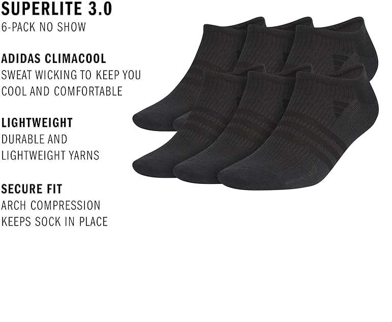 adidas Men's Superlite No Show Socks (6 Pairs) Lightweight & Breathable - Image 2